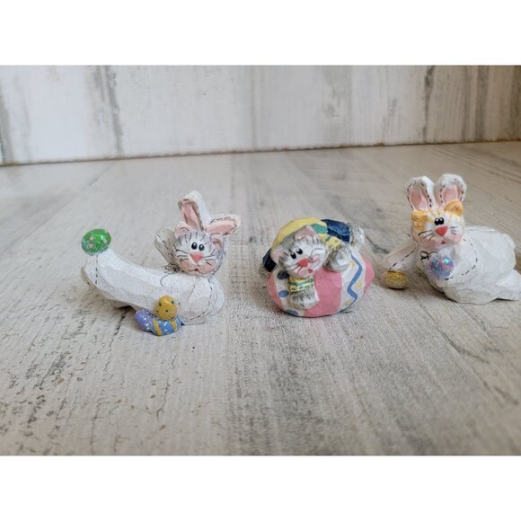 Eddie Walker miniature cat Easter bunnies set egg hunt figure spring - Picture 2 of 8